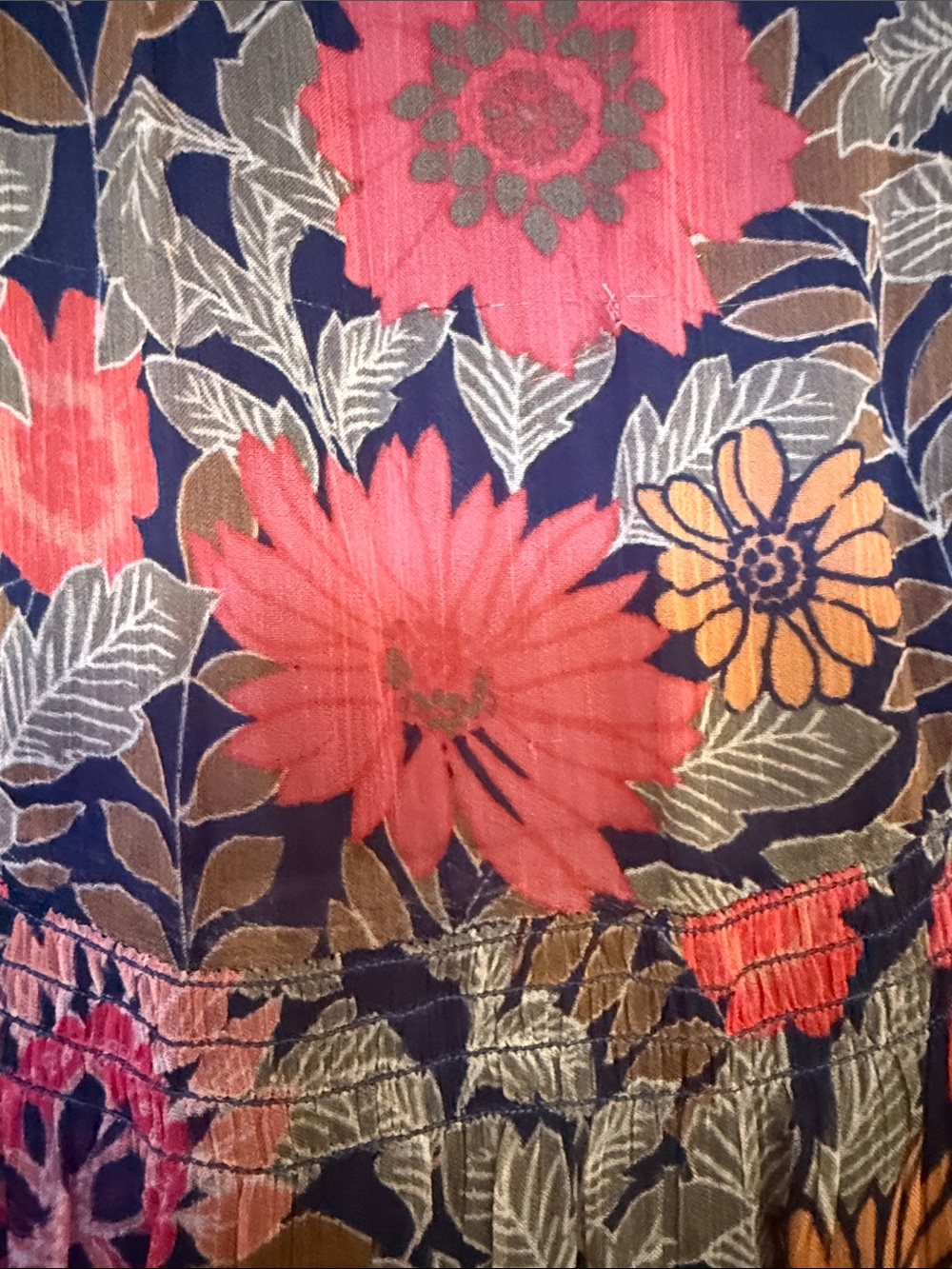Anthropologie Floral Tiered Long-Sleeve Maxi Dress — Rose and Navy - Picture 3 of 3